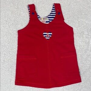 Vintage rainbow tag Gymboree Sleeveless jumper Dress Heart Detail xsmall 9/18m